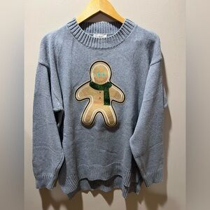 Cozy Gray Gingerbread Crewneck Sweater